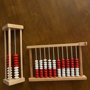 Hand2Mind Mini 100 Bead & 20 Bead Wooden Abacus with Red and White Beads